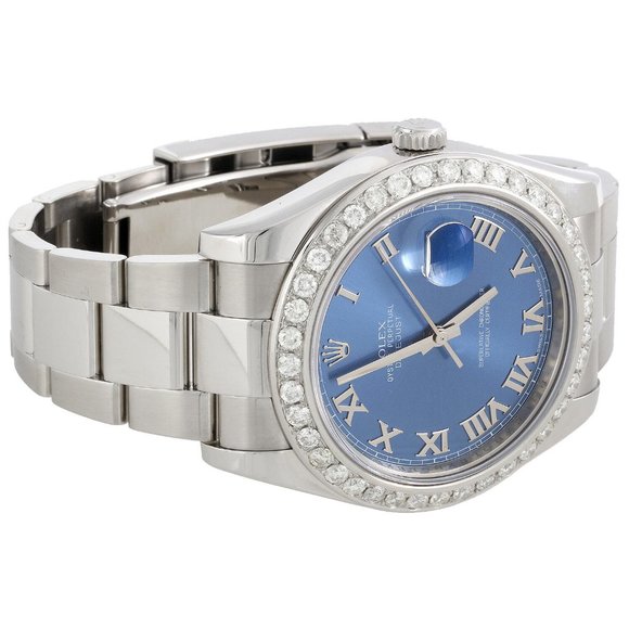 Rolex 41mm Men's Blue Roman 2.7CT Watch! Box + cards!! - Picture 3 of 7